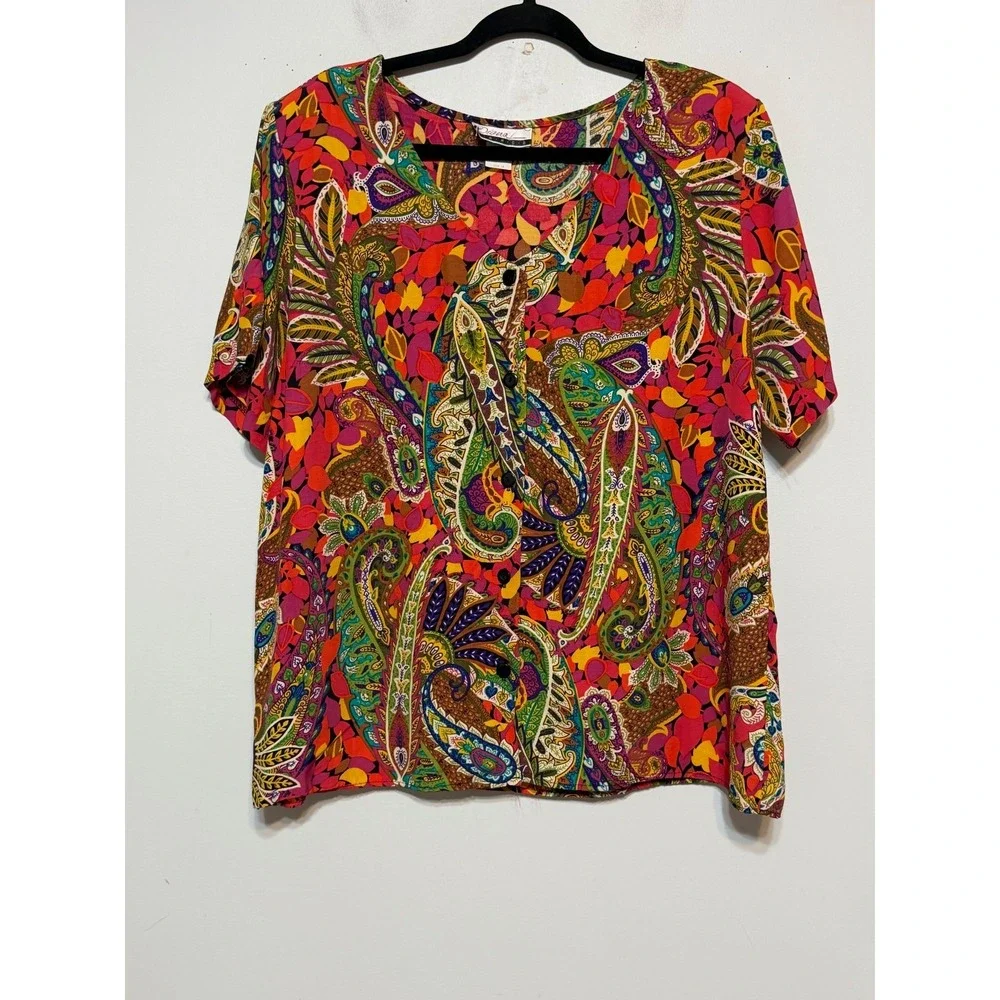 Vintage Diana Marco Boho Paisley Outfit Set Womens Size 16 Dopamine Festival